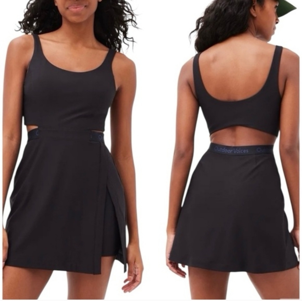 Outdoor Voice Court Cutout Tennis Dress Black Size Large